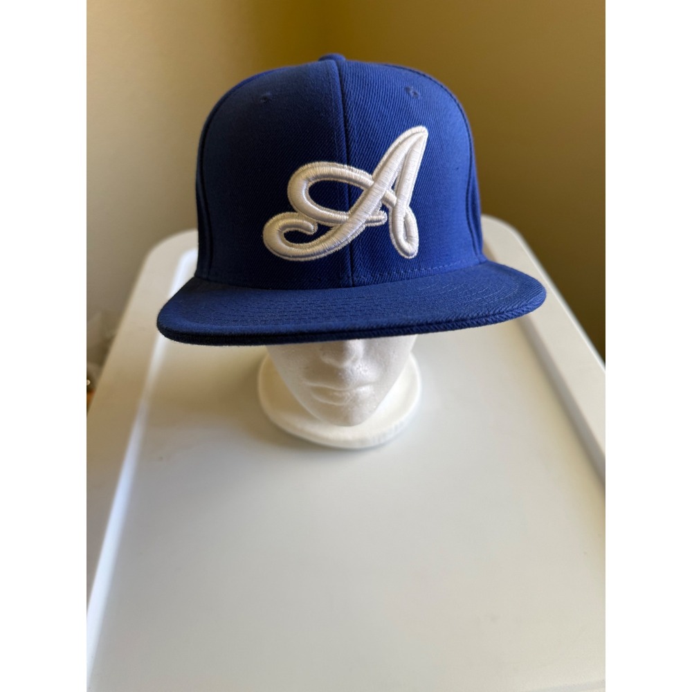 Luxury Headwear LH Royal Blue Fitted Hat White Script A Logo Size Small Cap